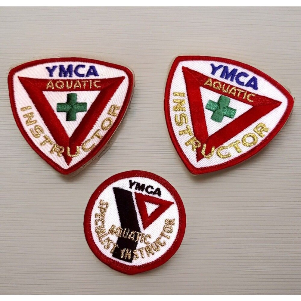 Vintage YMCA Aquatic Swim Instructor Patch Lot of 3 Swimming Program Embroidered